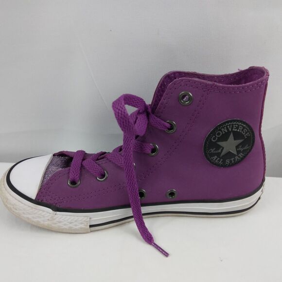 Converse All Star Chuck Taylor High Tops Purple Sparkly Girls Youth Size 1 - Picture 7 of 11